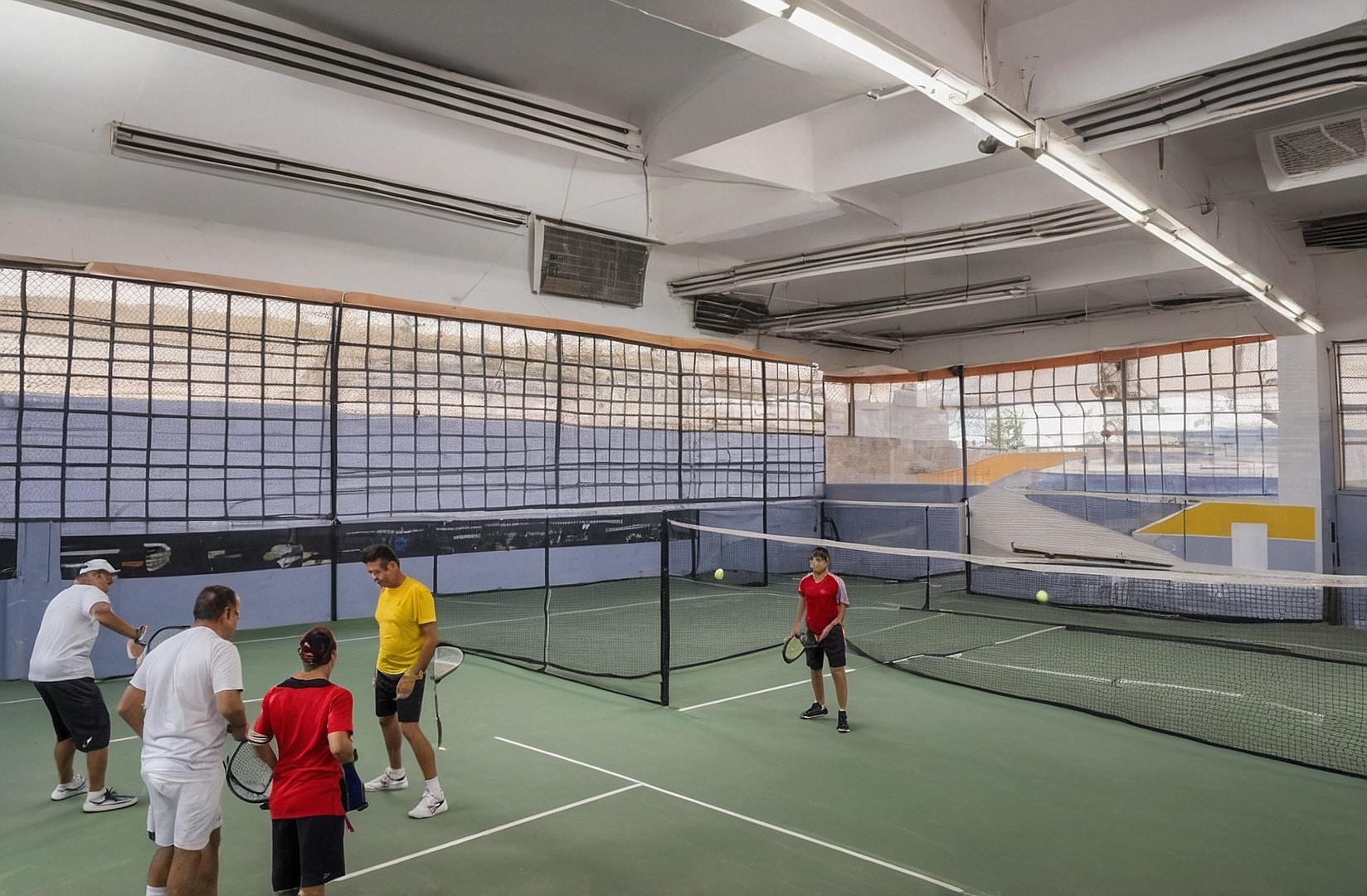 Alumnas tomando clase en pista de padel.